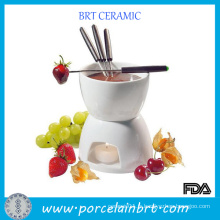 Petit ensemble de fondue en céramique blanc petite pâtisserie